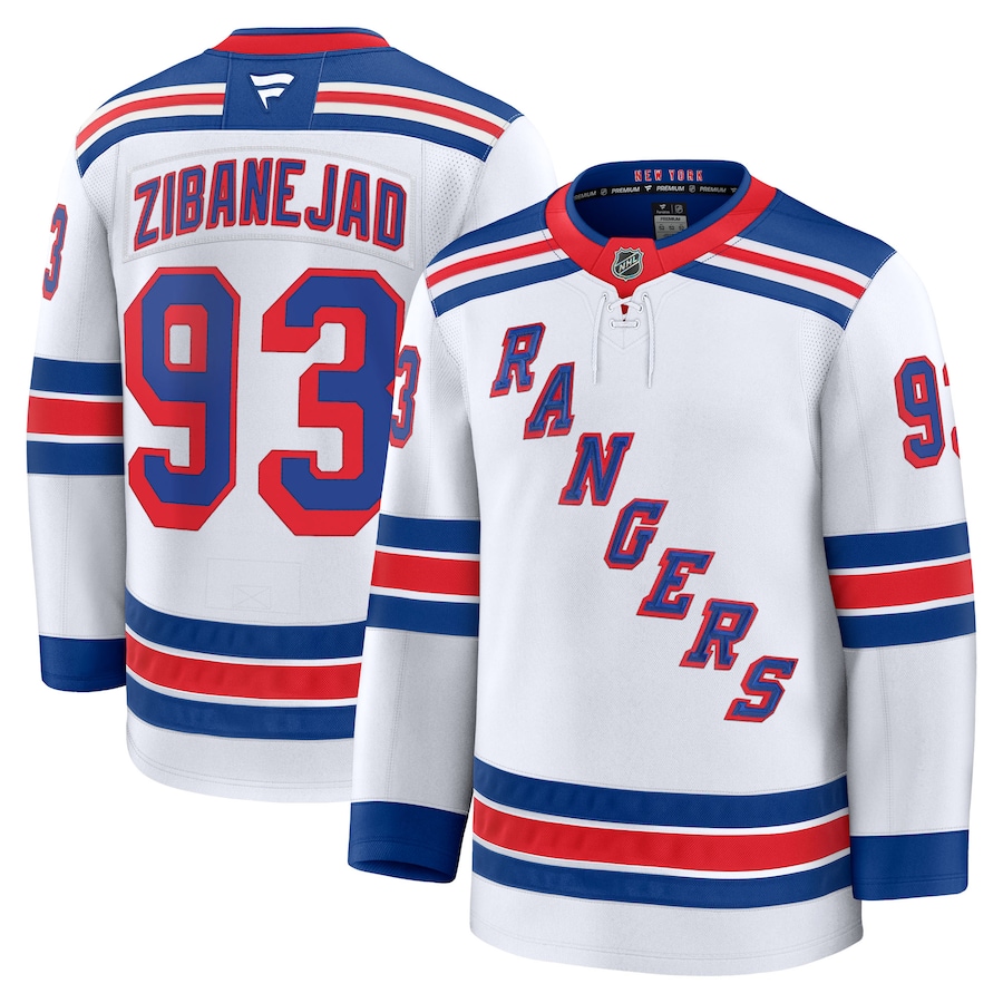 Men's New York Rangers Mika Zibanejad Fanatics White Away Premium Jersey - Jersey