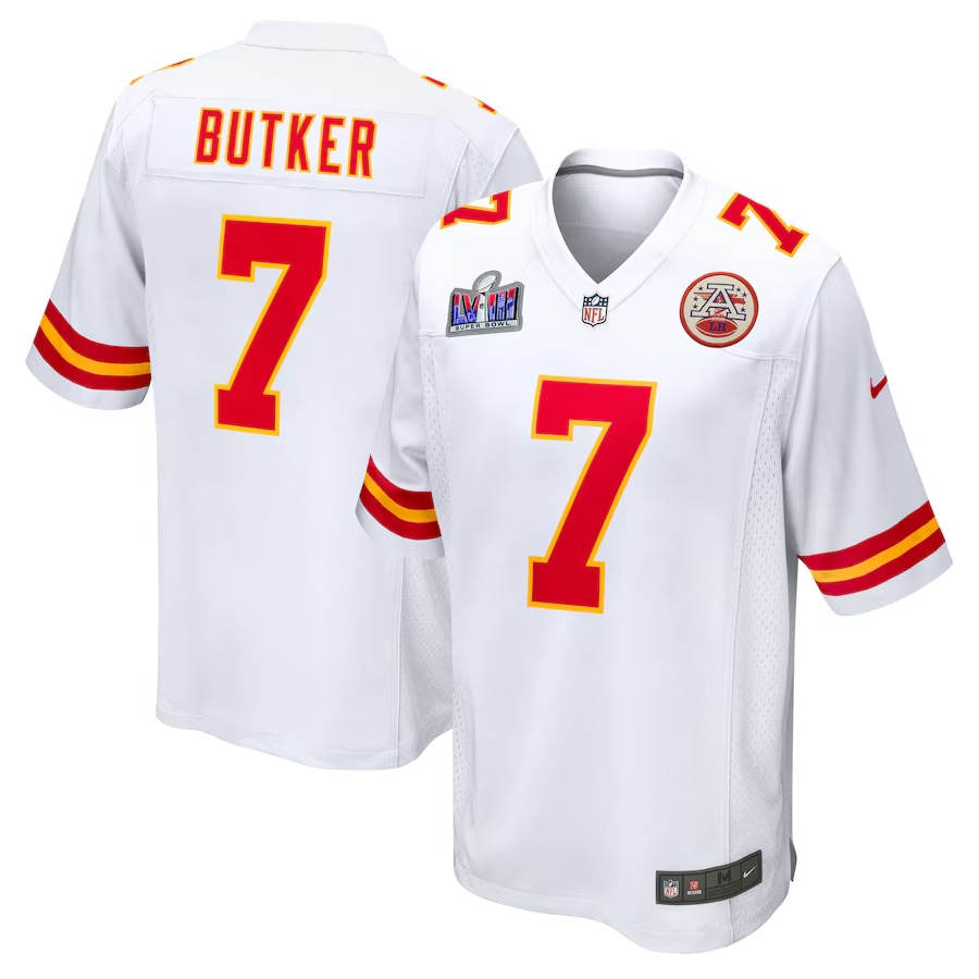 Men's Kansas City Chiefs Harrison Butker Nike White Super Bowl LVIII Game Jersey - Jersey