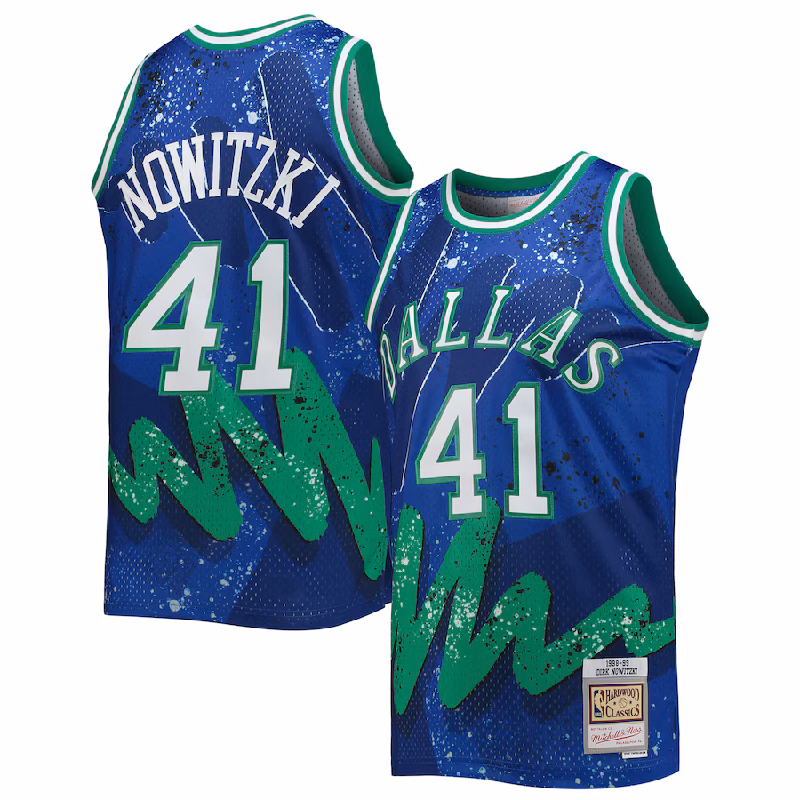 Men's Dallas Mavericks Dirk Nowitzki Mitchell & Ness Blue Hardwood Classics 1998/99 Hyper Hoops Swingman Jersey - Jersey