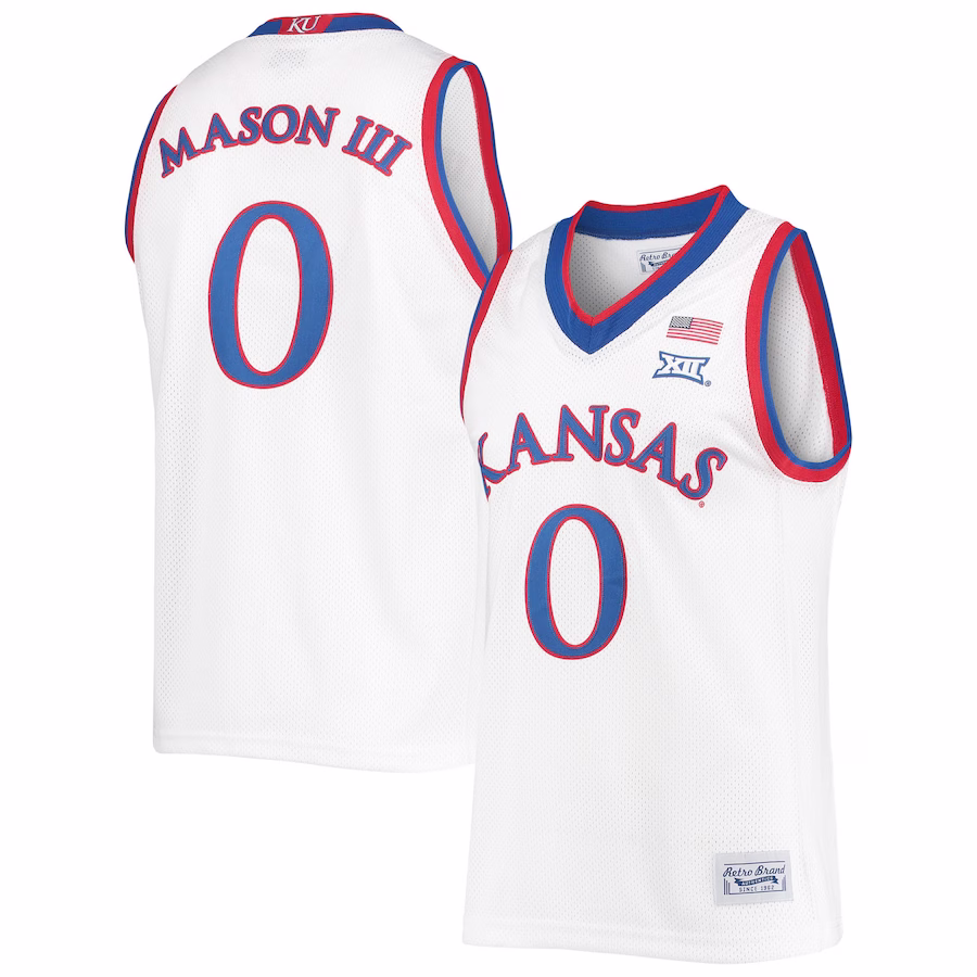 Frank Mason III Kansas Jayhawks Original Retro Brand Commemorative Classic Basketball Jersey - White - Jersey