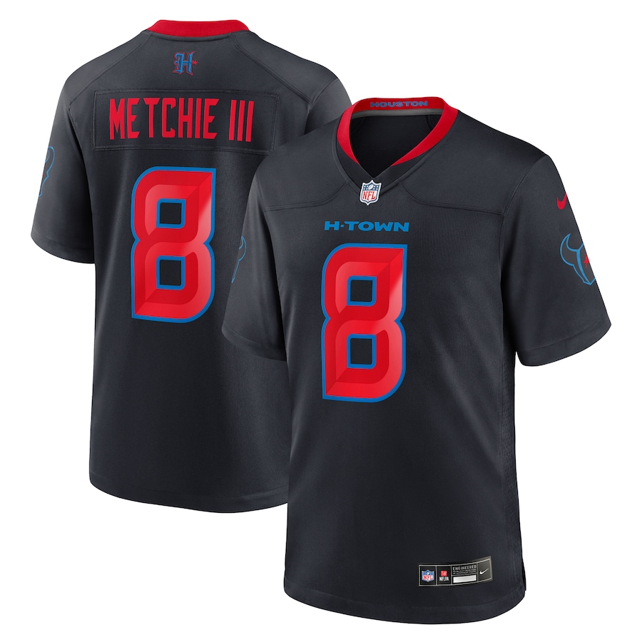 Men's Houston Texans John Metchie III Nike Navy 2nd Alternate Game Jersey - Jersey