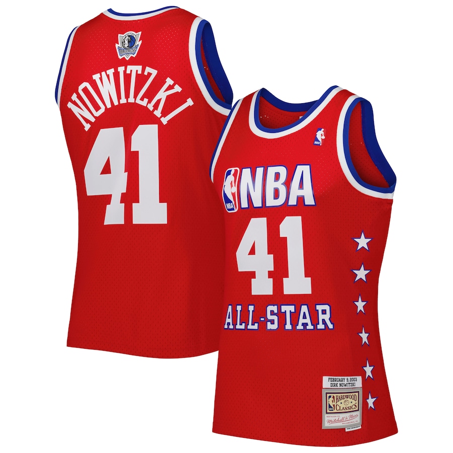 Men's Western Conference Dirk Nowitzki Mitchell & Ness Red 2003 All Star Game Swingman Jersey - Jersey