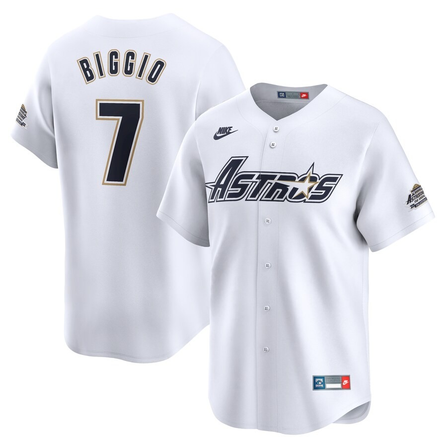 Men's Houston Astros Craig Biggio Nike White Throwback Cooperstown Collection Limited Jersey - Jersey