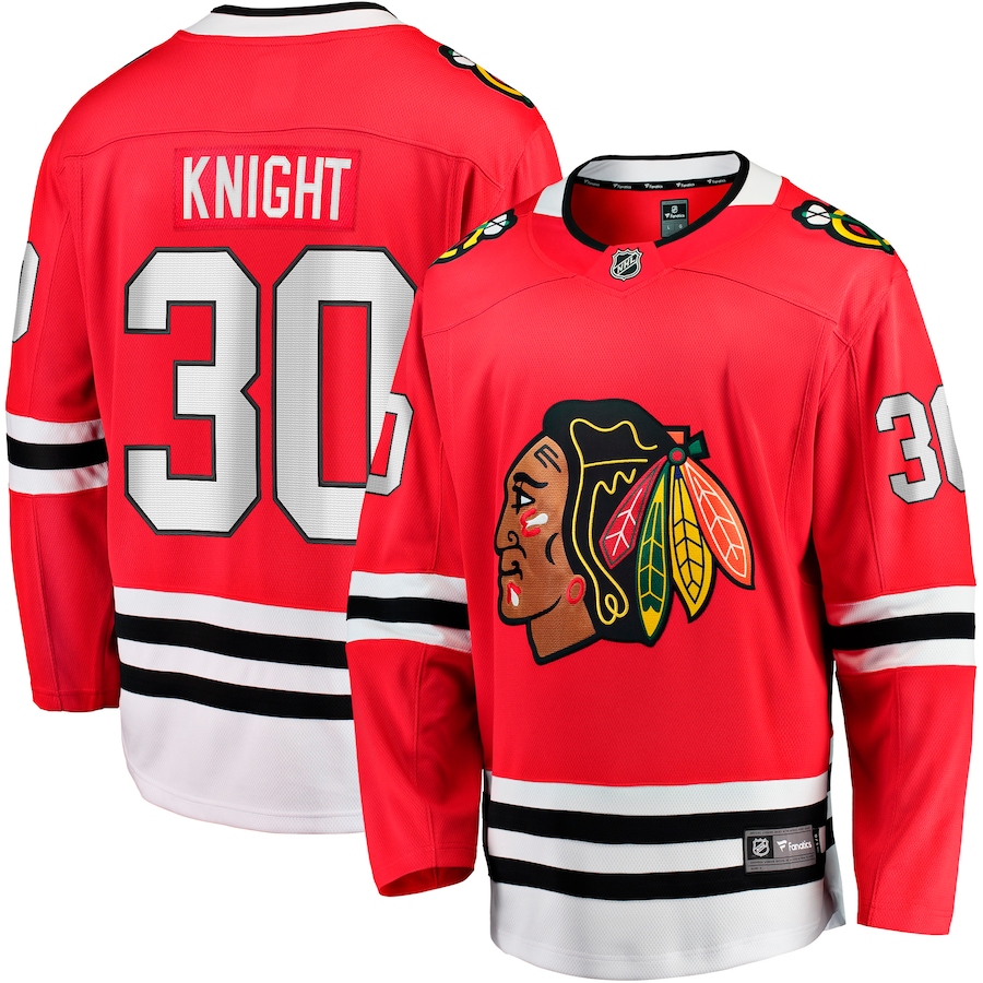Men's Chicago Blackhawks Spencer Knight Fanatics Red Home Breakaway Jersey - Jersey