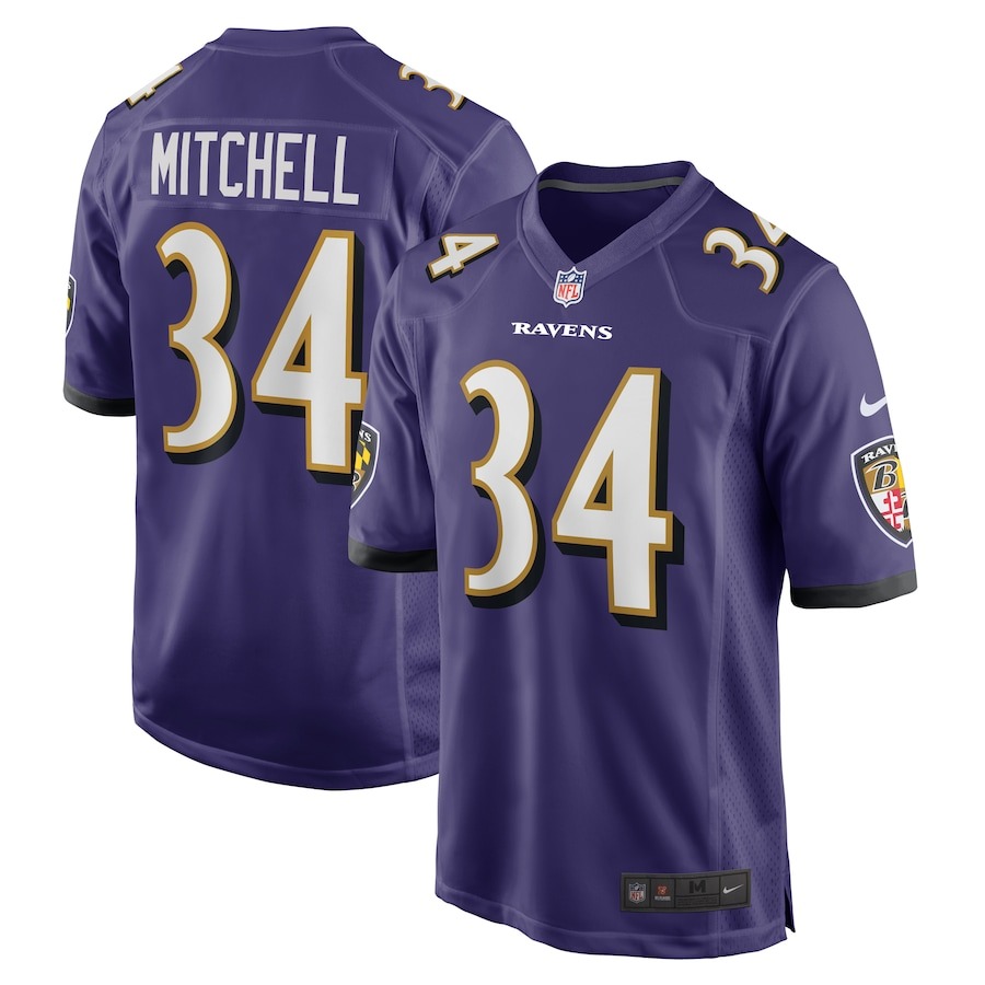 Men's Baltimore Ravens Keaton Mitchell Nike  Purple  Game Jersey - Jersey