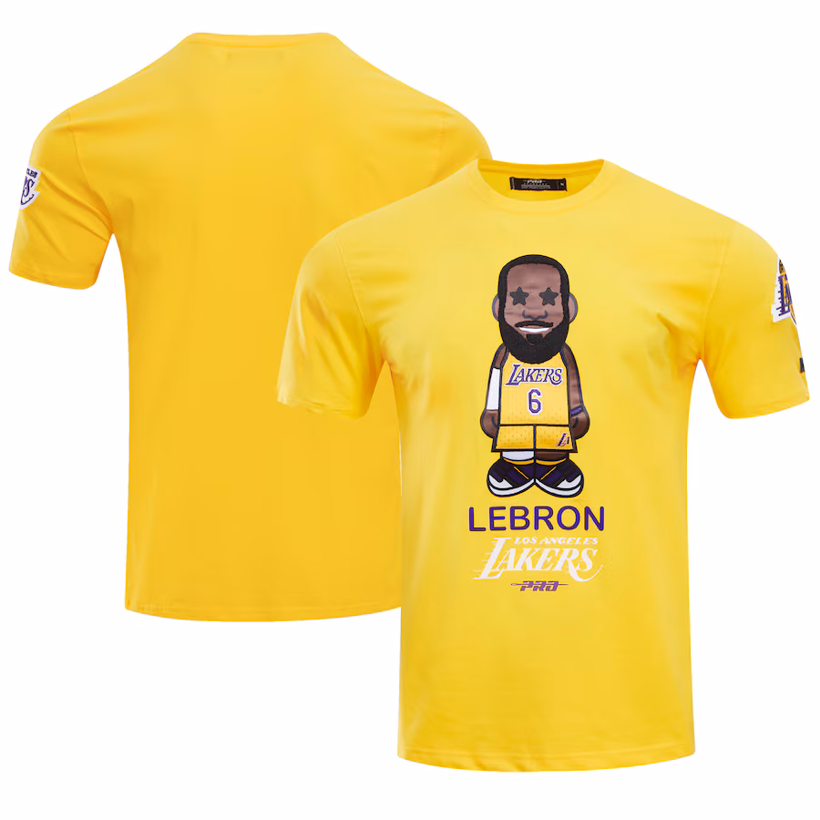 Men's Los Angeles Lakers LeBron James Pro Standard Gold #6 Caricature T-Shirt - Jersey