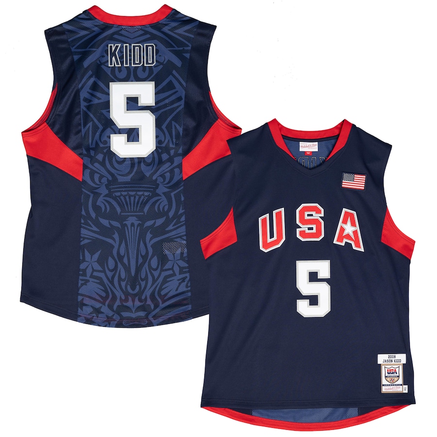 Men's USA Basketball Jason Kidd Mitchell & Ness Navy 2008 Authentic Player Jersey - Jersey