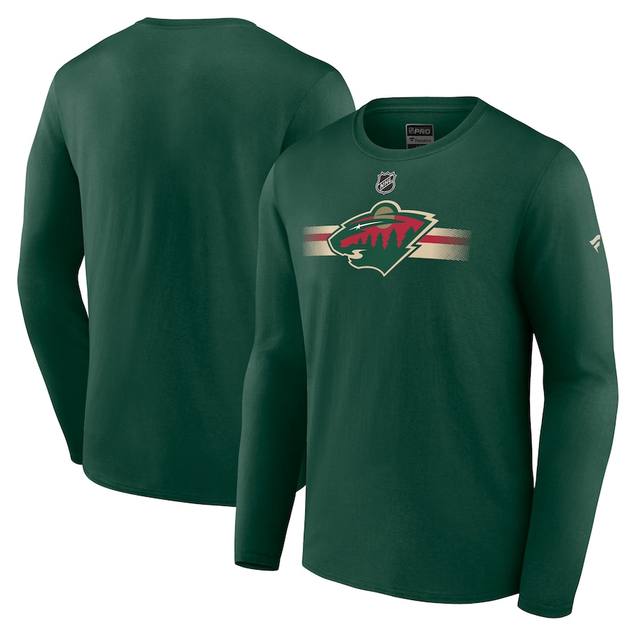 Men's Minnesota Wild Fanatics Green Authentic Pro Secondary Long Sleeve T-Shirt - Jersey