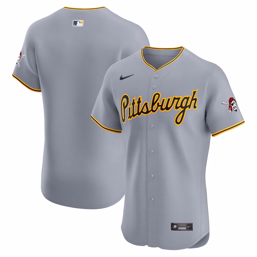 Men's Pittsburgh Pirates  Nike Gray Road Vapor Premier Elite Patch Jersey - Jersey