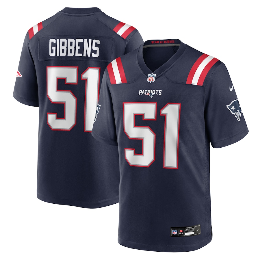 Men's New England Patriots Jack Gibbens Nike Navy Team Game Jersey - Jersey
