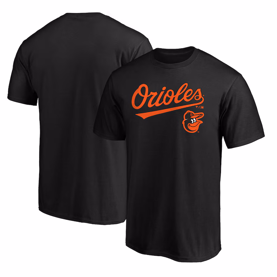 Men's Baltimore Orioles Black Team Lock Up Wordmark T-Shirt - Jersey
