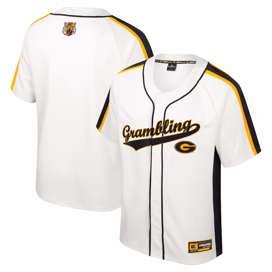 Grambling Tigers Colosseum Ruth Button-Up Baseball Jersey - Cream - Jersey