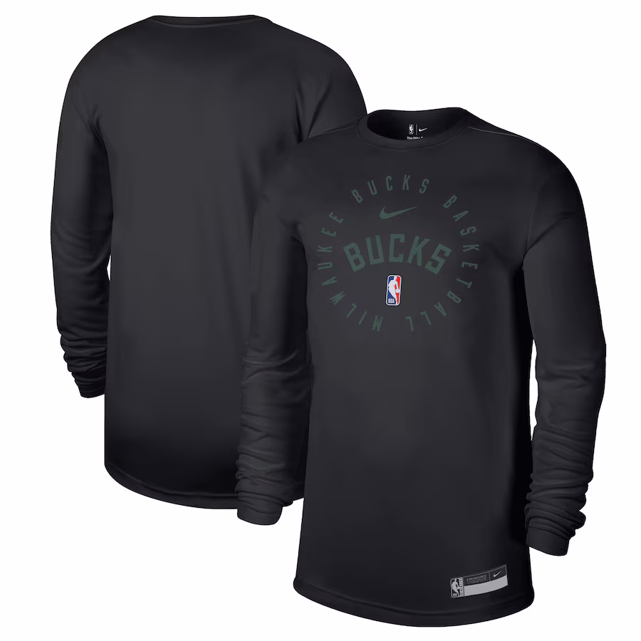 Men's Milwaukee Bucks Nike Black 2024/25 Legend On-Court Practice Long Sleeve T-Shirt - Jersey