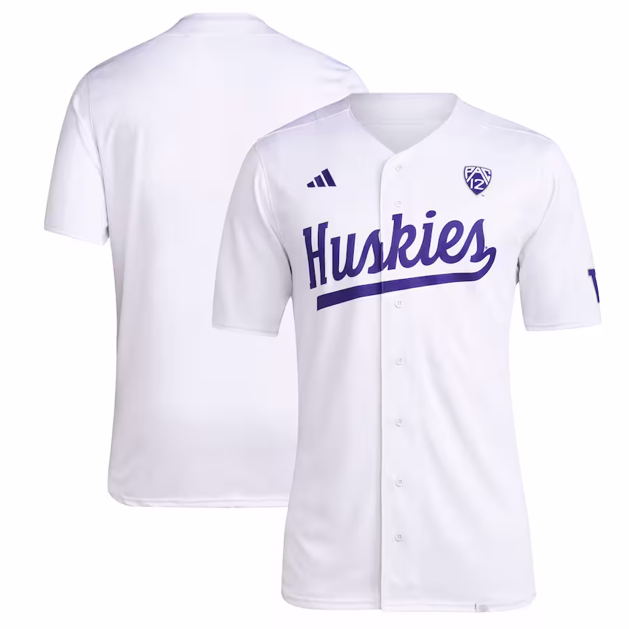 Washington Huskies adidas Team Baseball Jersey - White - Jersey