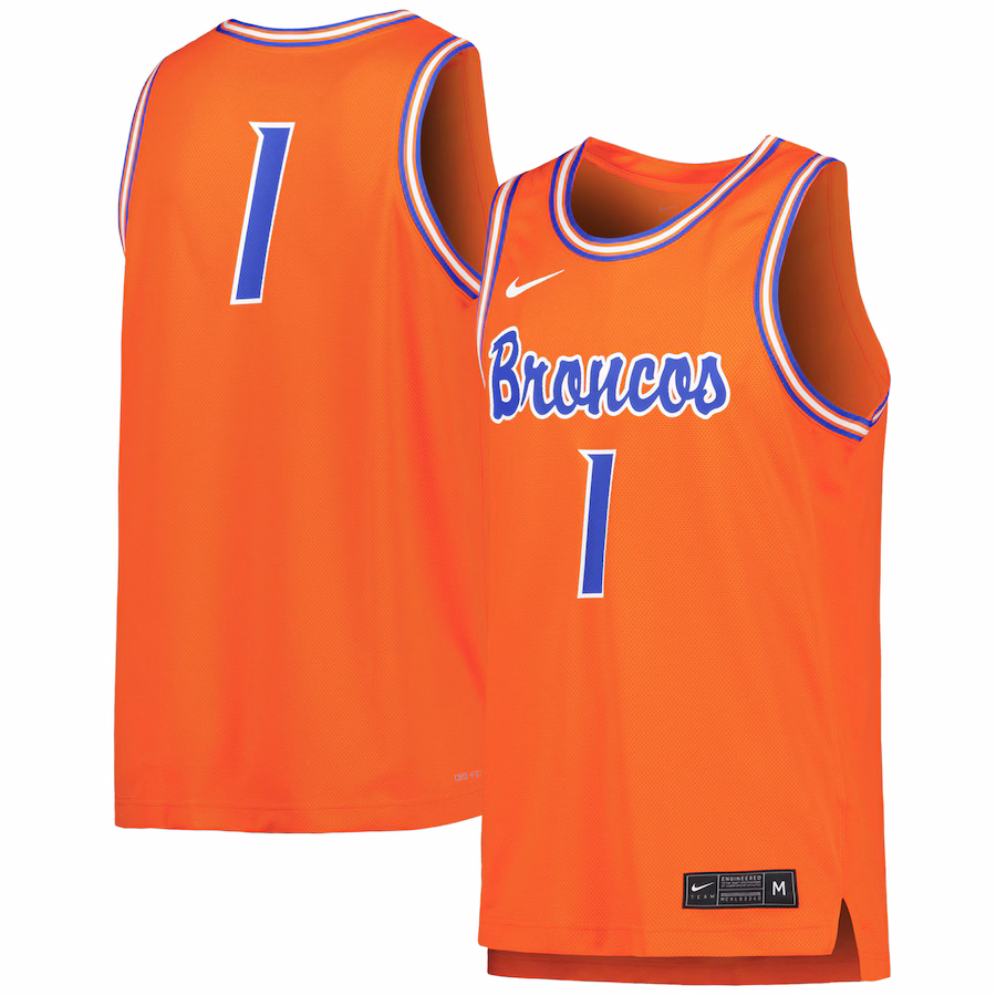 #1 Boise State Broncos Nike Replica Basketball Jersey - Orange - Jersey