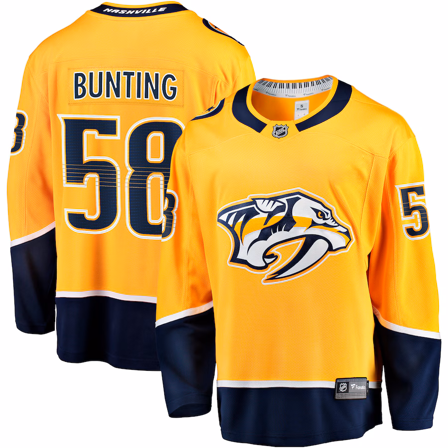Men's Nashville Predators Michael Bunting Fanatics Gold Home Breakaway Jersey - Jersey