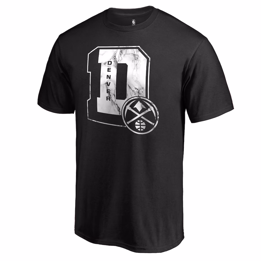 Men's Denver Nuggets Black Letterman T-Shirt - Jersey
