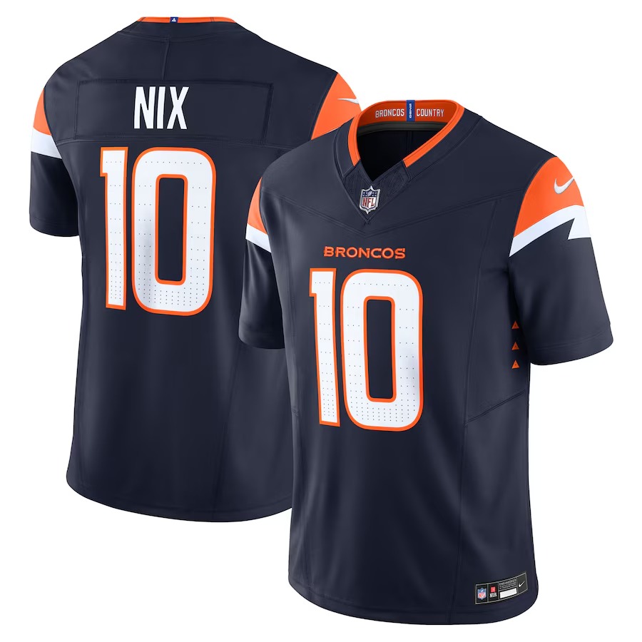 Men's Denver Broncos Bo Nix Nike Navy Alternate Vapor F.U.S.E. Limited Jersey - Jersey