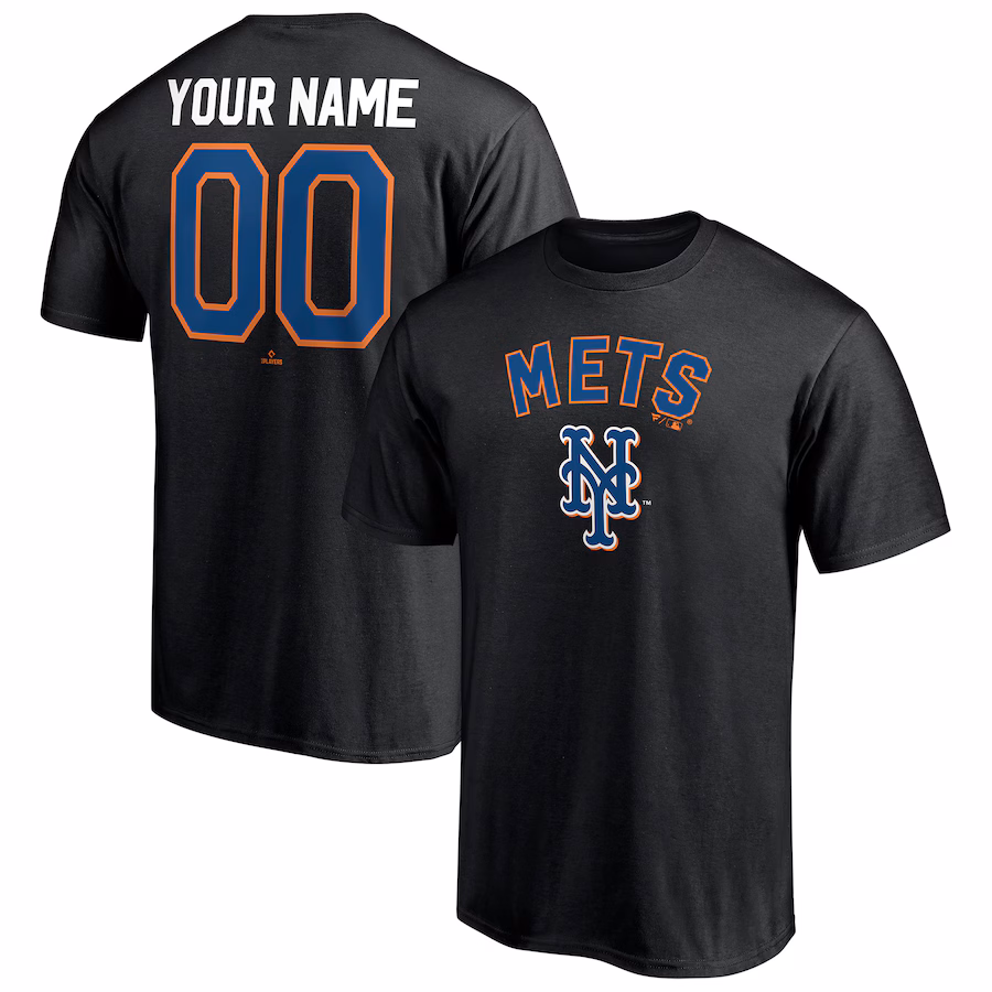 Men's New York Mets Black Cooperstown Winning Streak Alternate Personalized Name & Number T-Shirt - Jersey