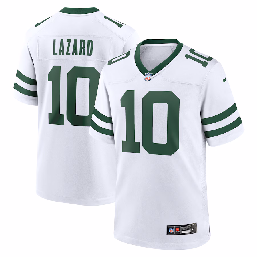 Men's New York Jets Allen Lazard Nike White Legacy Player Game Jersey - Jersey