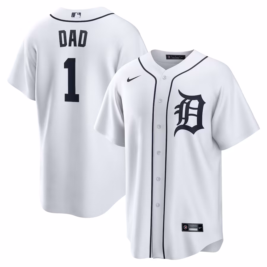 Men's Detroit Tigers Nike White #1 Dad Home Replica Jersey - Jersey