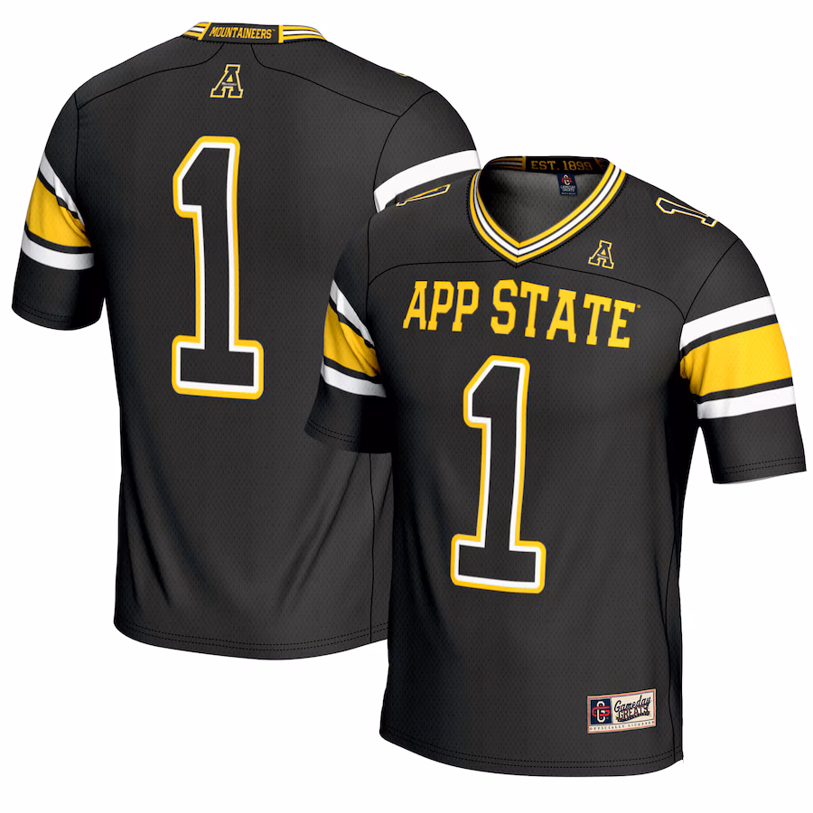 Men's GameDay Greats #1 Black Appalachian State Mountaineers Endzone Football Jersey - Jersey