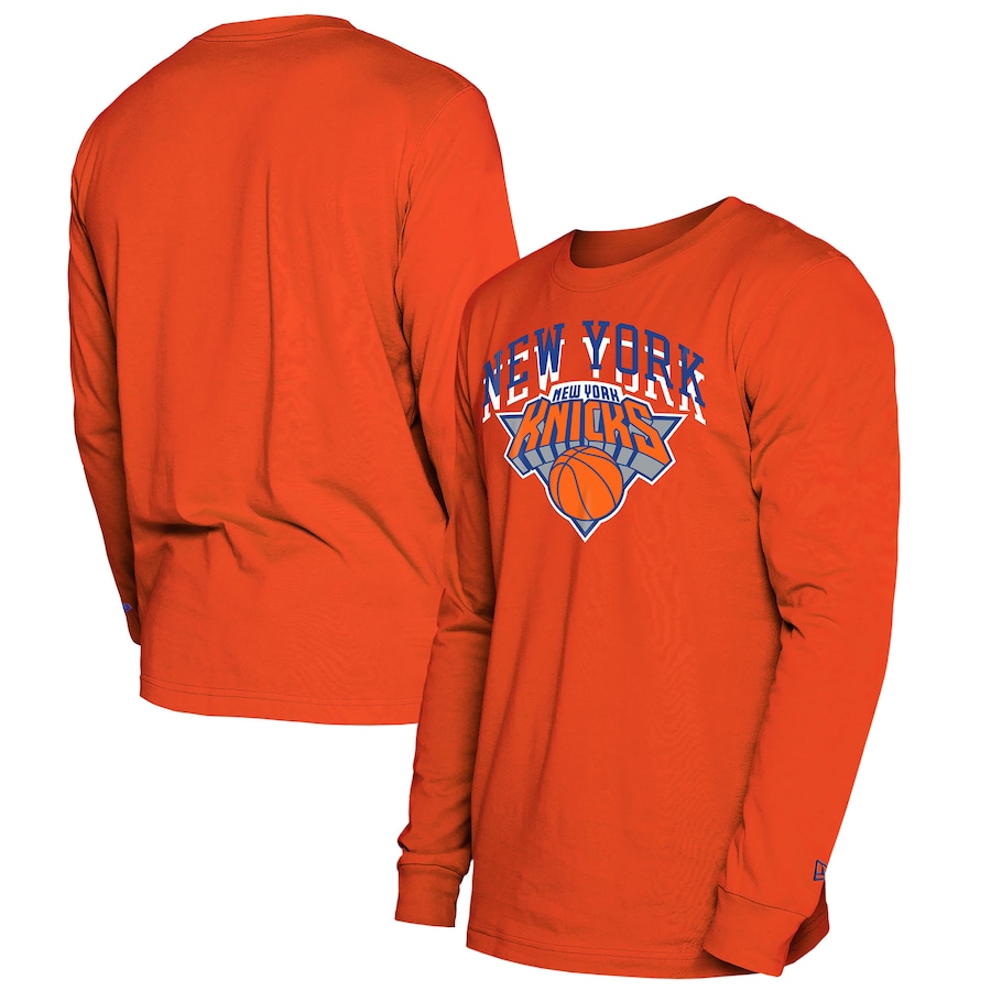 Men's New York Knicks  New Era Orange 2024/25 City Edition Long Sleeve T-Shirt - Jersey