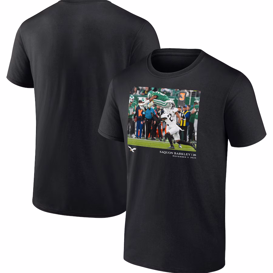 Men's Philadelphia Eagles Saquon Barkley Black NFL Flash Features Week 9 T-Shirt - Jersey