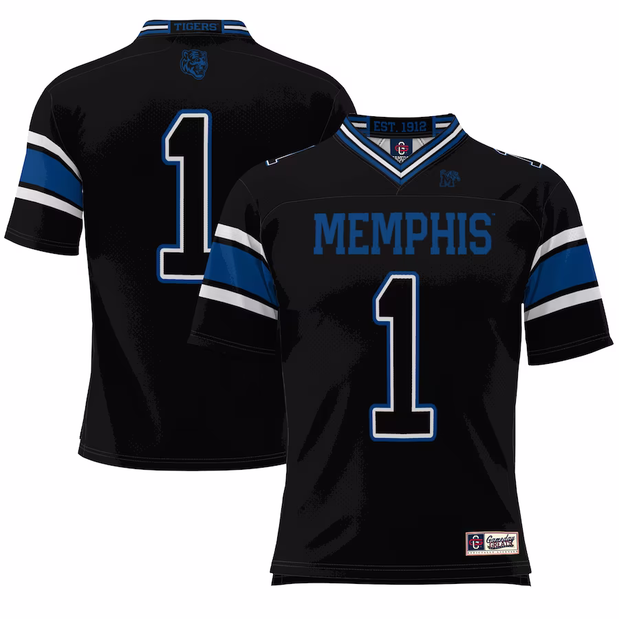 #1 Memphis Tigers GameDay Greats Endzone Football Jersey - Black - Jersey