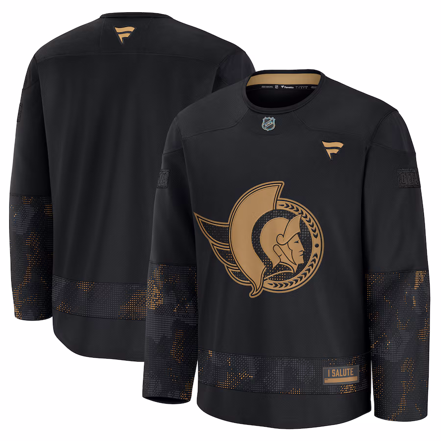 Men's Ottawa Senators Fanatics Black 2024 Military Appreciation Practice Jersey - Jersey