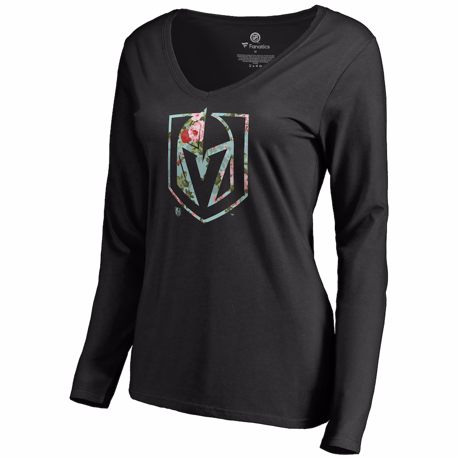 Women's Vegas Golden Knights Black Lovely Long Sleeve V-Neck T-Shirt - Jersey