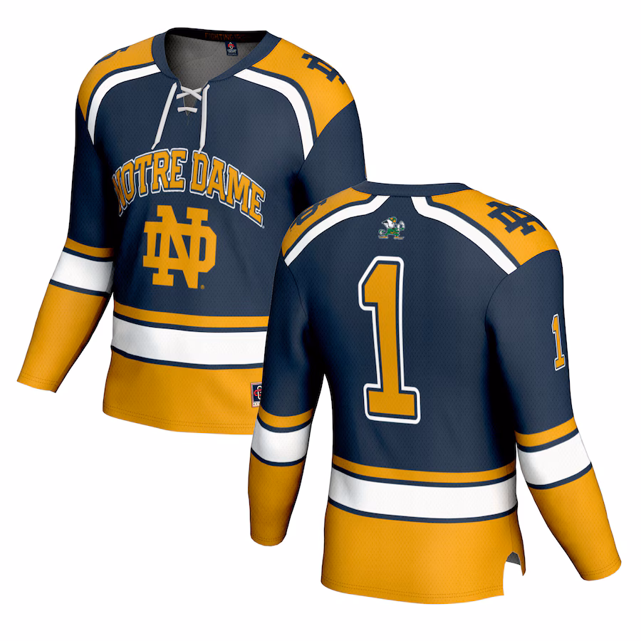 Youth GameDay Greats #1 Navy Notre Dame Fighting Irish Lightweight Collegiate Hockey Fashion Jersey - Jersey