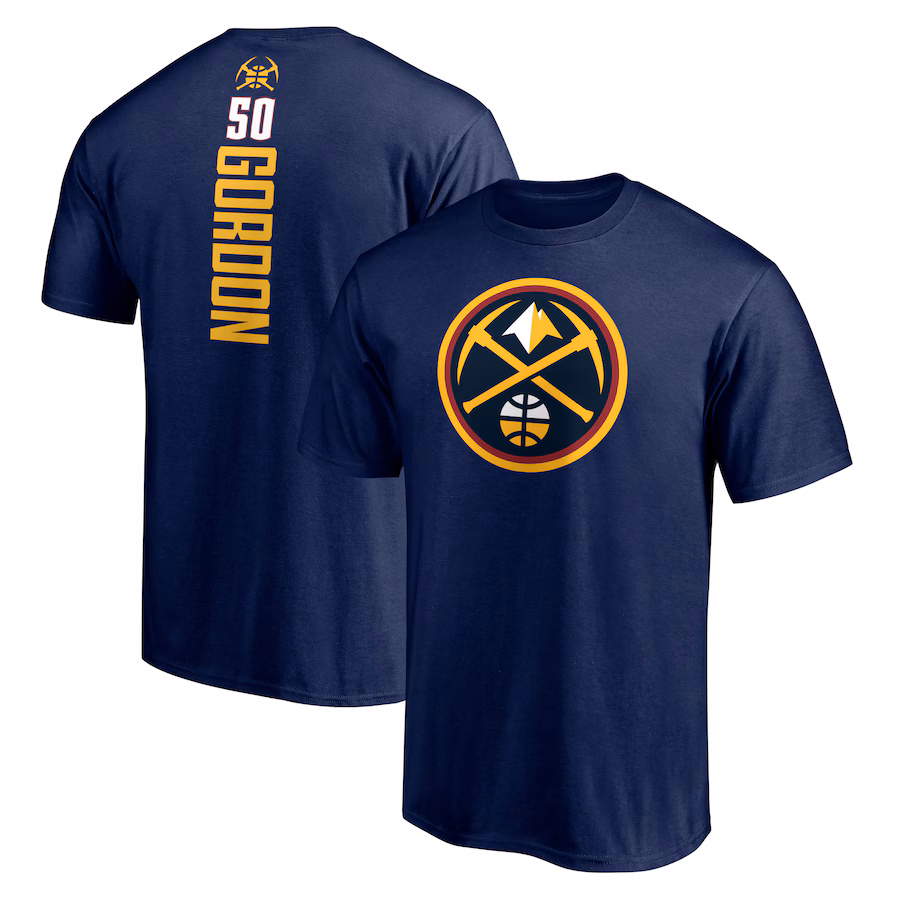 Men's Denver Nuggets Aaron Gordon Navy Playmaker Name & Number T-Shirt - Jersey