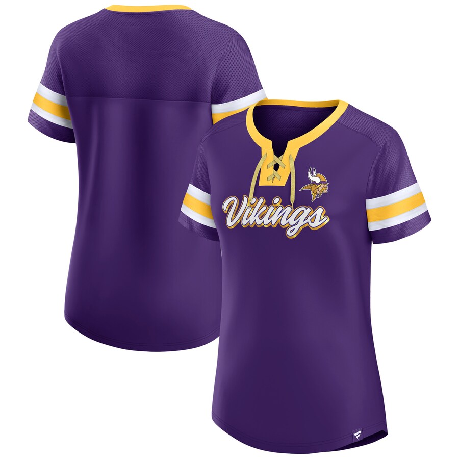 Women's Minnesota Vikings Fanatics Purple Original State Lace-Up T-Shirt - Jersey