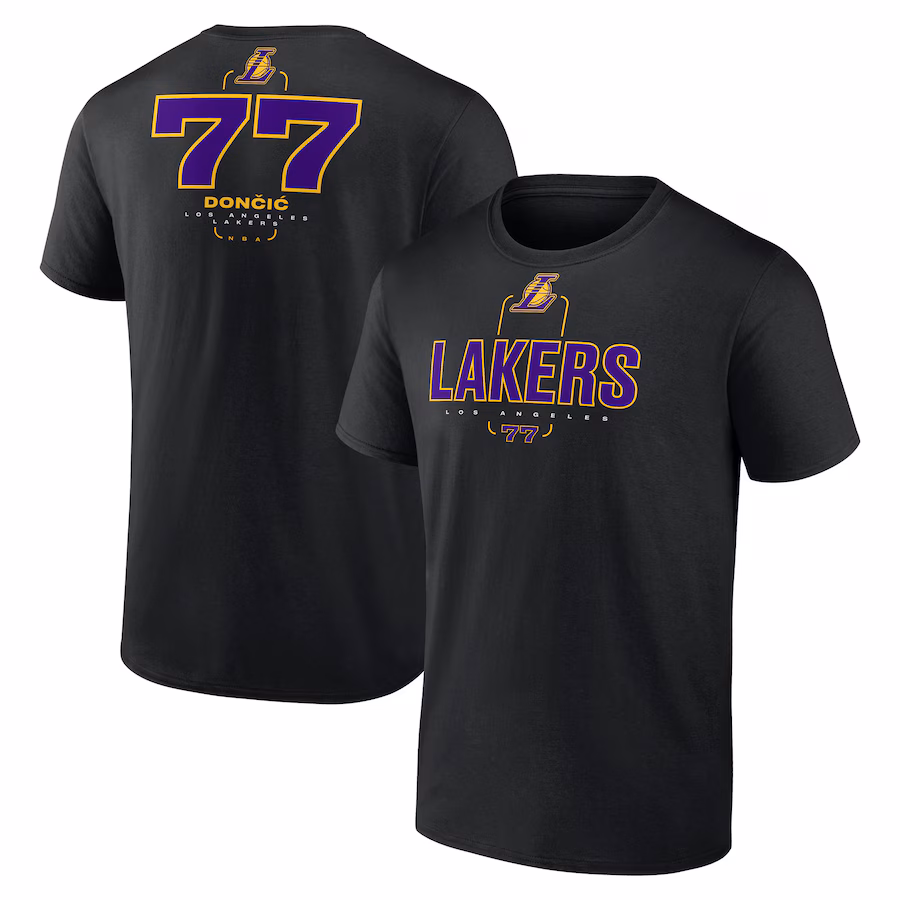 Men's Los Angeles Lakers Luka Dončić Black Behind the Back Name & Number T-Shirt - Jersey