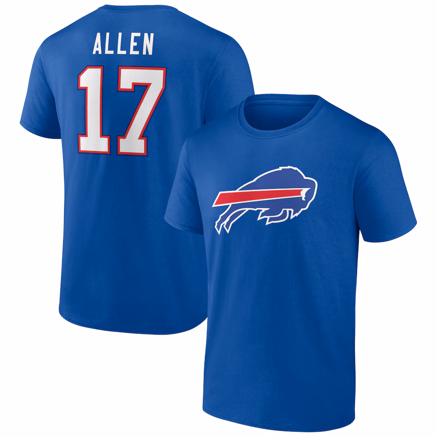 Men's Buffalo Bills Josh Allen Royal Icon Player Name & Number T-Shirt - Jersey