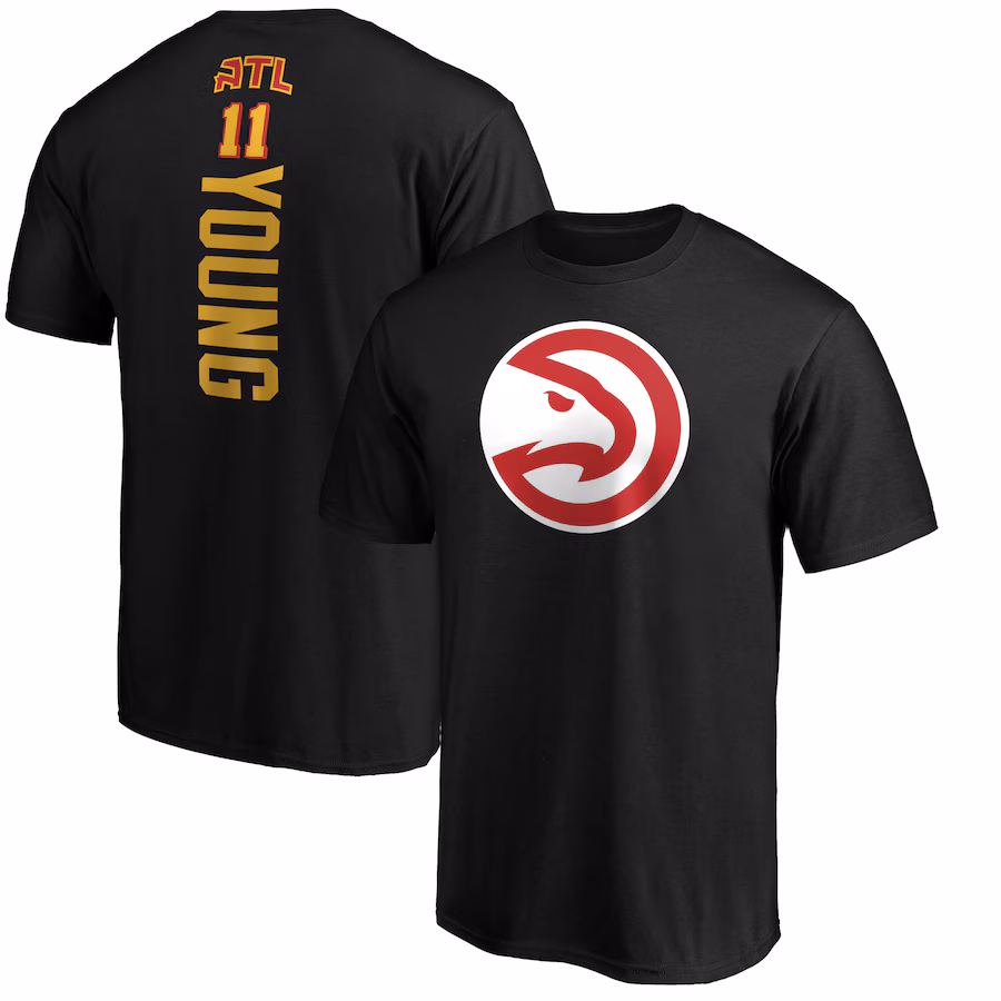 Men's Atlanta Hawks Trae Young Black Team Playmaker Name & Number T-Shirt - Jersey