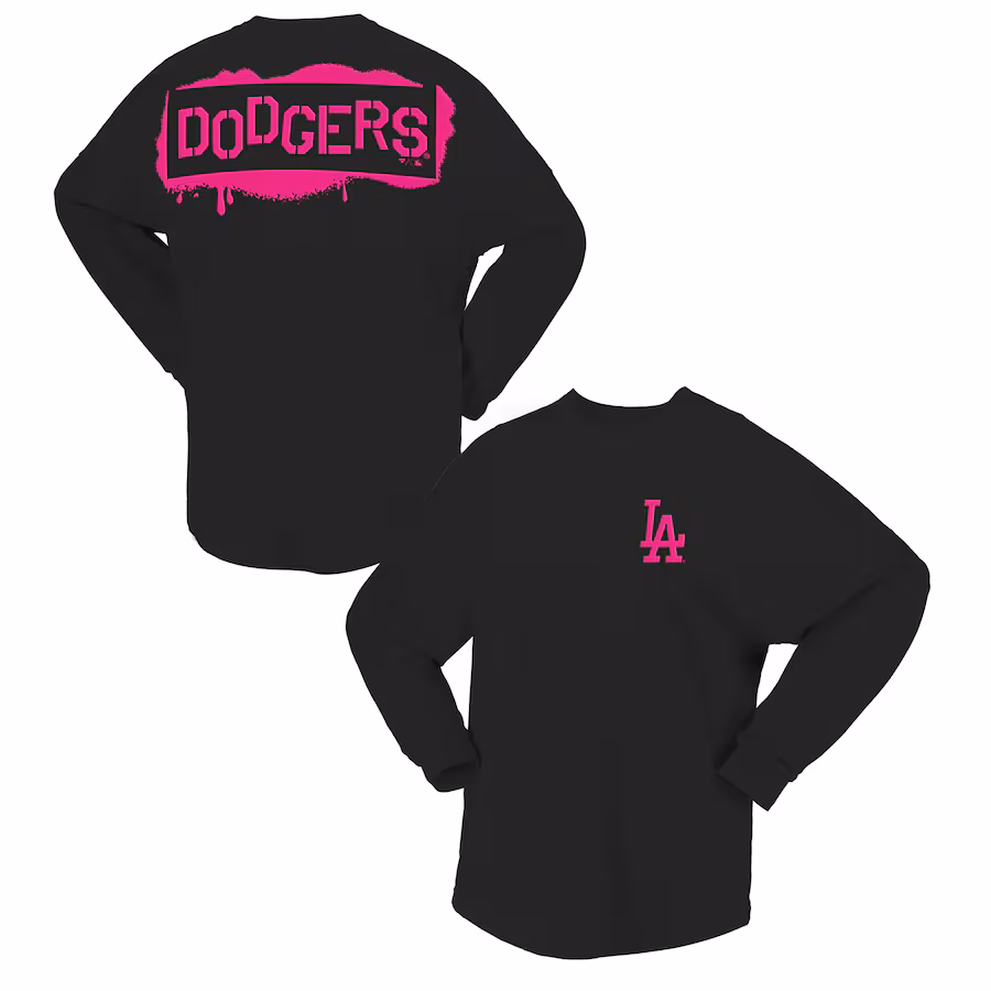 Women's Los Angeles Dodgers Fanatics Black Neon Jersey Long Sleeve T-Shirt - Jersey