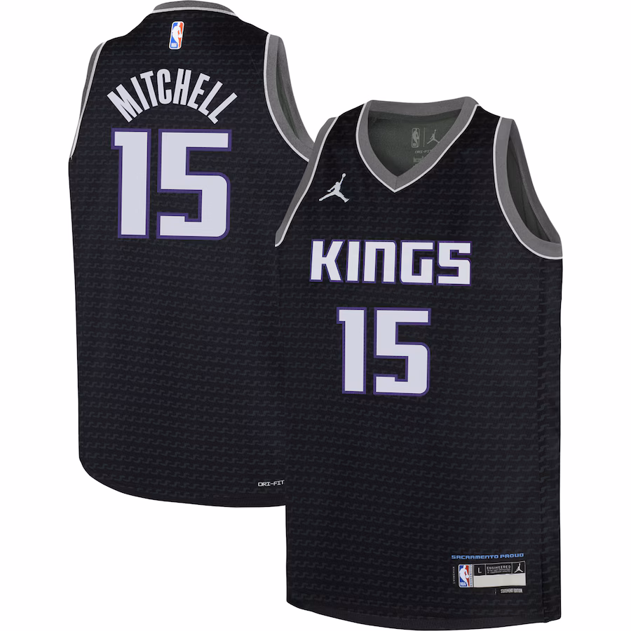 Youth Sacramento Kings Davion Mitchell Jordan Brand Black Swingman Jersey - Statement Edition - Jersey