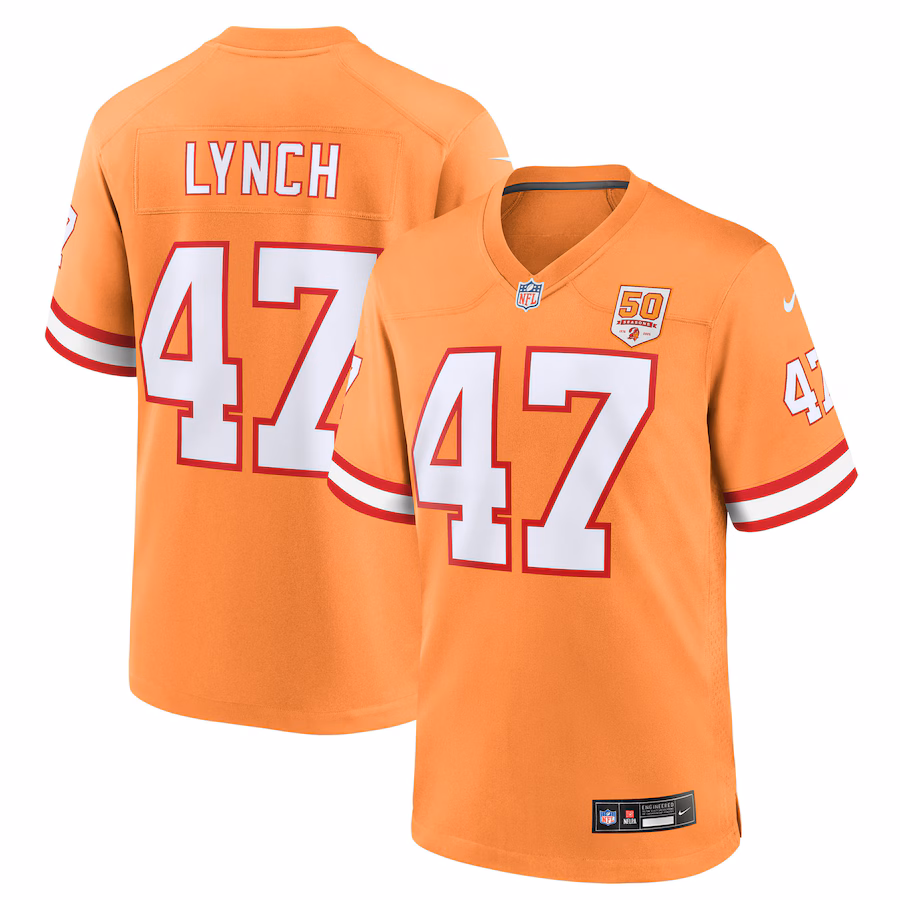 Men's Tampa Bay Buccaneers John Lynch Nike Creamsicle 50th Season Game Jersey - Jersey