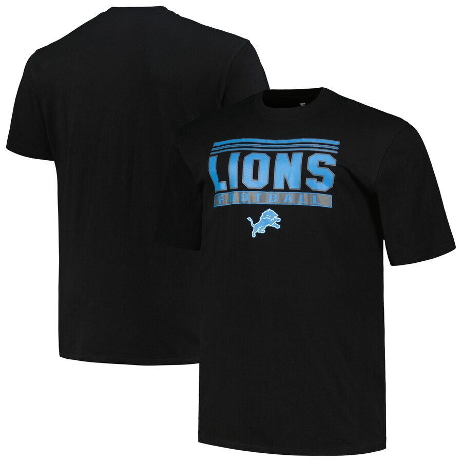Men's Detroit Lions Fanatics Black Big & Tall Pop T-Shirt - Jersey