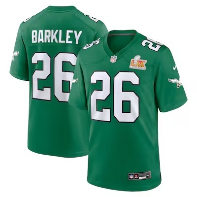 Men's Philadelphia Eagles Saquon Barkley Nike Kelly Green Super Bowl LIX 2nd Alternate Game Jersey - Jersey