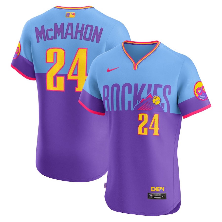 Men's Colorado Rockies Ryan McMahon Nike Purple/Light Blue 2025 City Connect Elite Player Jersey - Jersey