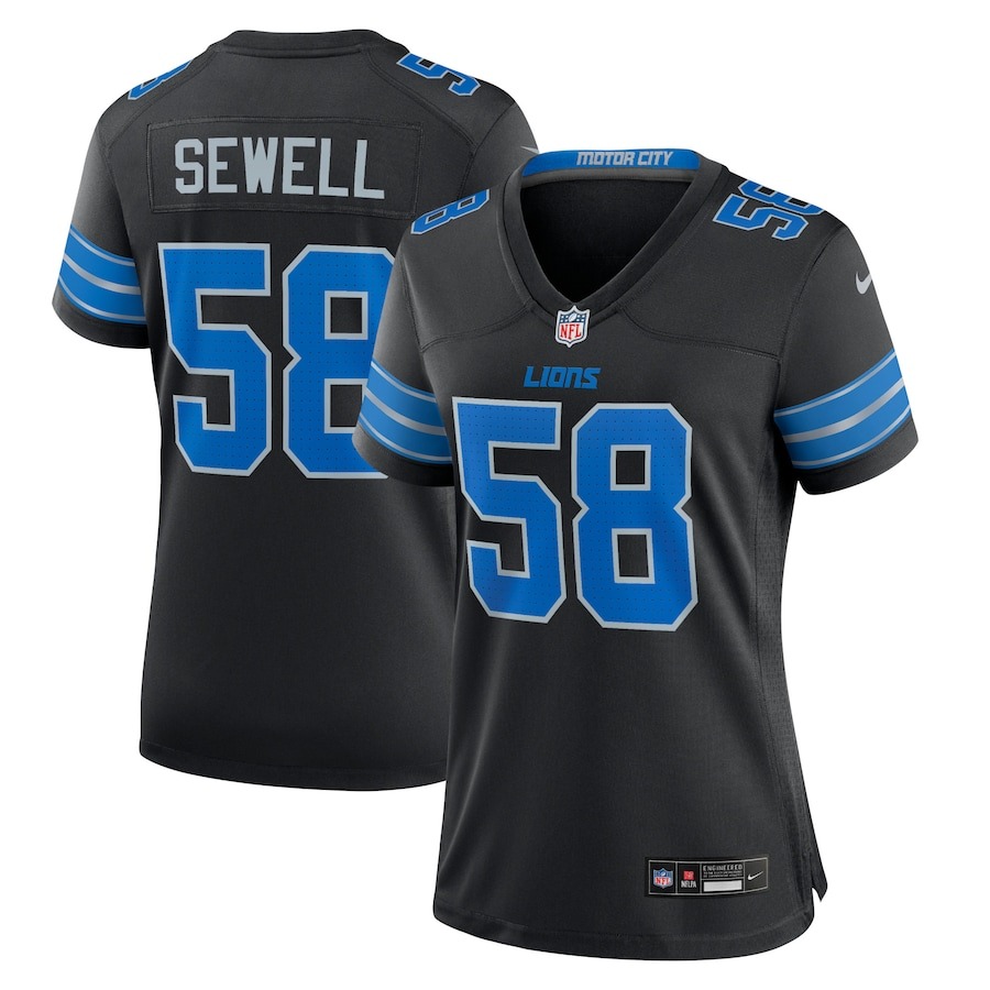 Women's Detroit Lions Penei Sewell Nike Black 2nd Alternate Game Jersey - Jersey