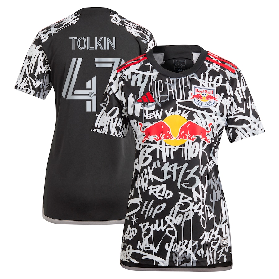 Women's New York Red Bulls John Tolkin adidas Black 2023 Freestyle Replica Player Jersey - Jersey