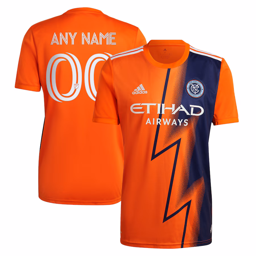 Men's New York City FC adidas Orange 2022 The Volt Kit Replica Custom Jersey - Jersey