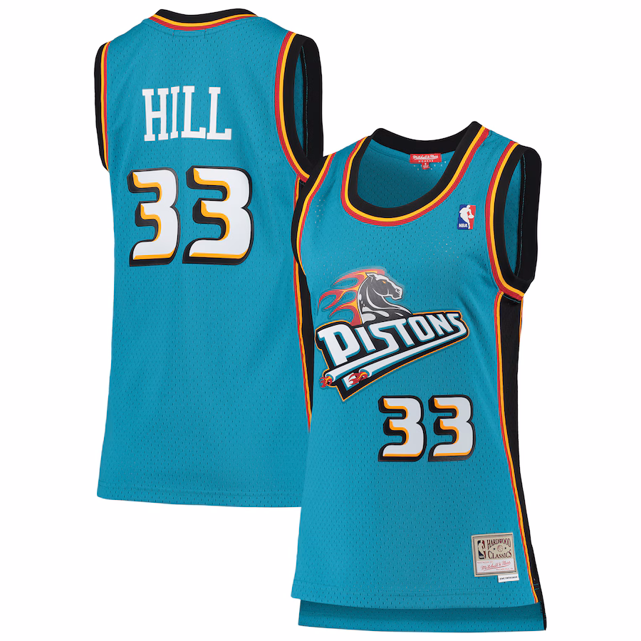 Women's Detroit Pistons Grant Hill Mitchell & Ness Teal 1998/99 Hardwood Classics Swingman Jersey - Jersey