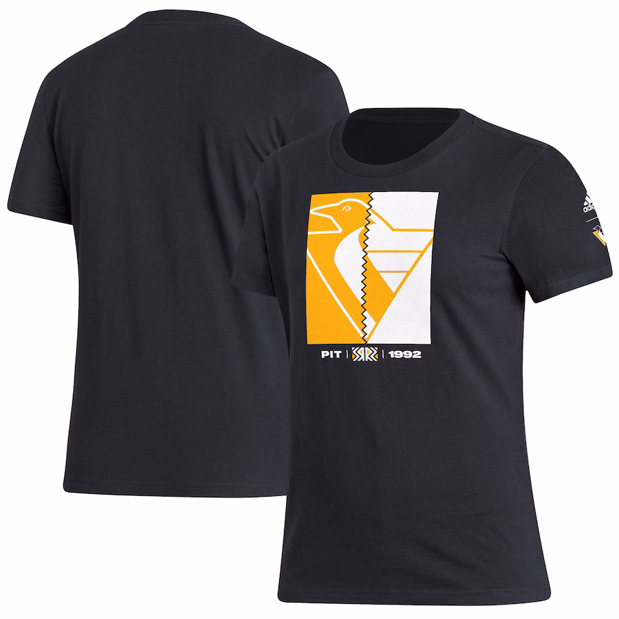 Women's Pittsburgh Penguins adidas Black Reverse Retro 2.0 Playmaker T-Shirt - Jersey