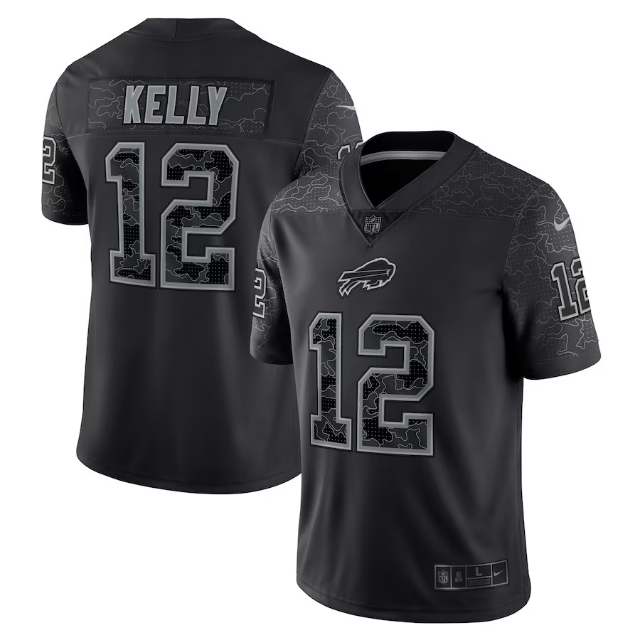 Men's Buffalo Bills Jim Kelly Nike Black Retired Player RFLCTV Limited Jersey - Jersey