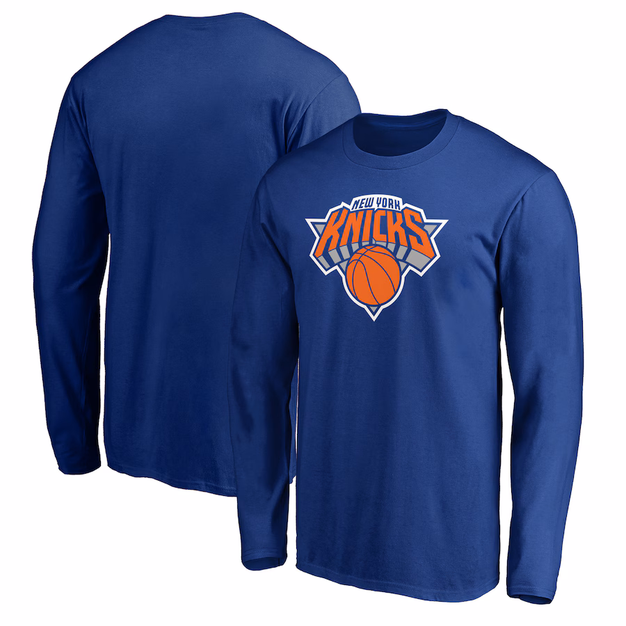 Men's New York Knicks Blue Primary Team Logo Long Sleeve T-Shirt - Jersey